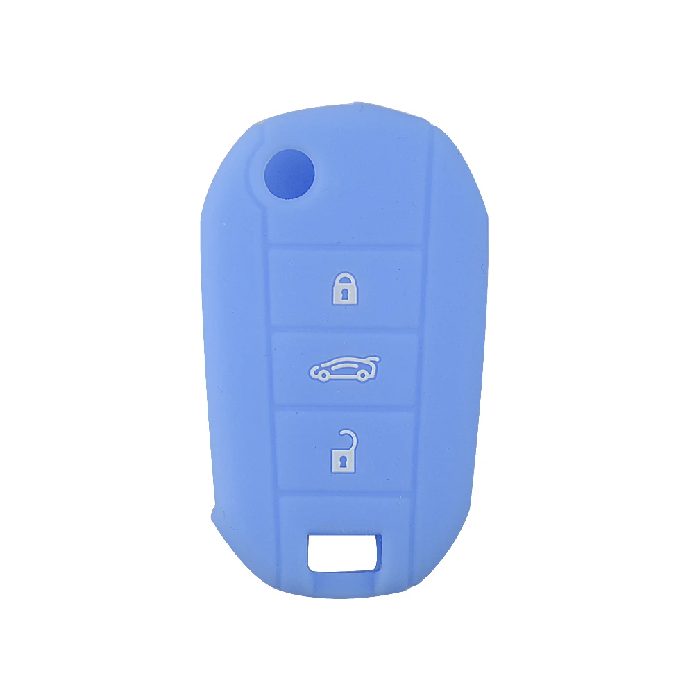 OkeyTech 3 кнопки силиконовый пульт дистанционного ключа автомобиля чехол для peugeot 307 206 308 407 авто чехол для ключа аксессуары украшения - Название цвета: light blue