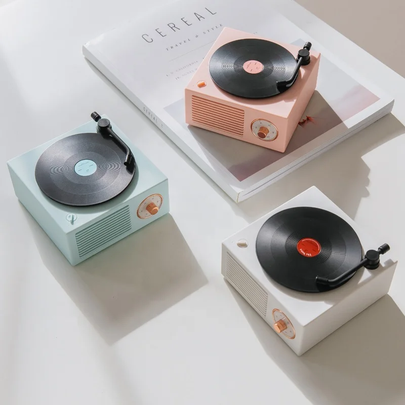 

Mini Retro Record Player Portable Home Subwoofer ABS+Metal Wireless Bluetooth Speaker Support TF Card AUX Audio Cable for Phone