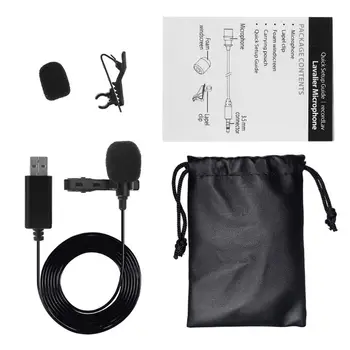 

USB Lavalier Microphone Mini Stereo Clip-on Lapel Mic Condenser for PC Computer 95AF