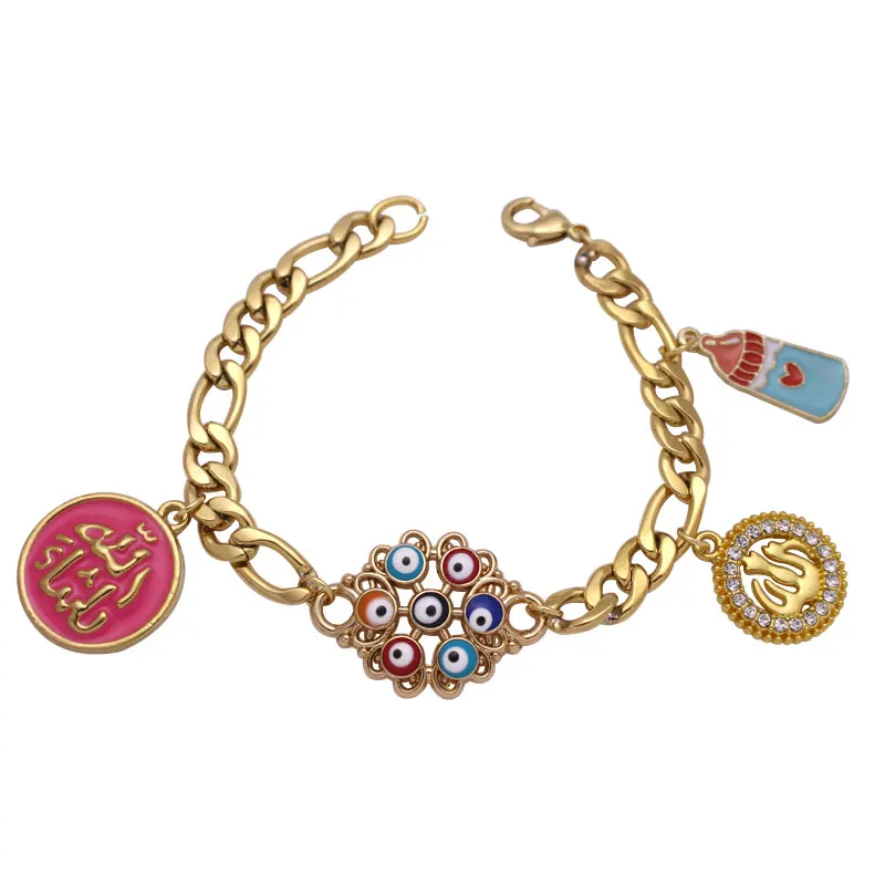 Ислам Турция сглаза Mashallah Allah кормушка из нержавеющей стали для браслетов младенцев