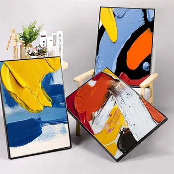 

Nordic acrylic abstract Hand drawn texture oil painting colorful canvas wall art picture poster for living room sofa background