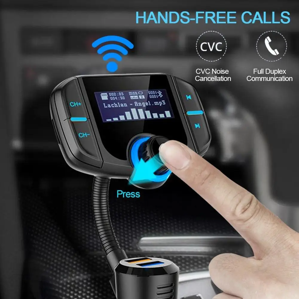 Автомобильный fm-передатчик LOVECOM с дисплеем 1,7 дюйма, улучшенный Bluetooth передатчик BT70, быстрая зарядка 3,0, беспроводной fm-модулятор