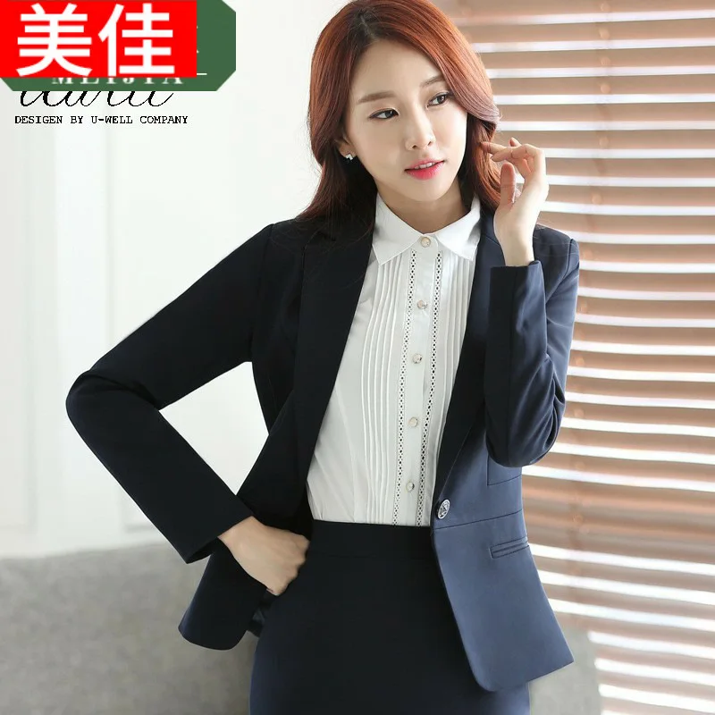 

2017 Autumn Clothing Suit Jacket Female Black Short Slim Fit Slimming Korean-style One-Button Small Suit Large Size Work Clothes