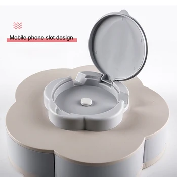 

Funny Petal-Shaped Rotating Snack Serving Tray Sectional Candy Nut Box Snack Tray with Phone Holder 2019ing