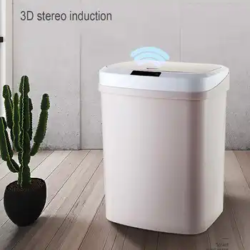 

New 4 Gal 15L Large Capacity Touchless Infrared Motion Sensor Automatic Induction Smart Trash Can Household Kitchen Garbage Bin
