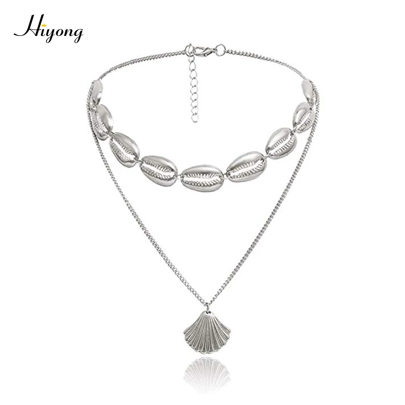 Shell Necklace-18 HIYONG, новая мода, натуральный Каури, ожерелье, ручная работа, Тканое, регулируемое, бохо, Гавайское море, пляж, чокер для женщин, девушек, ювелирное изделие - Окраска металла: Shell Necklace-18