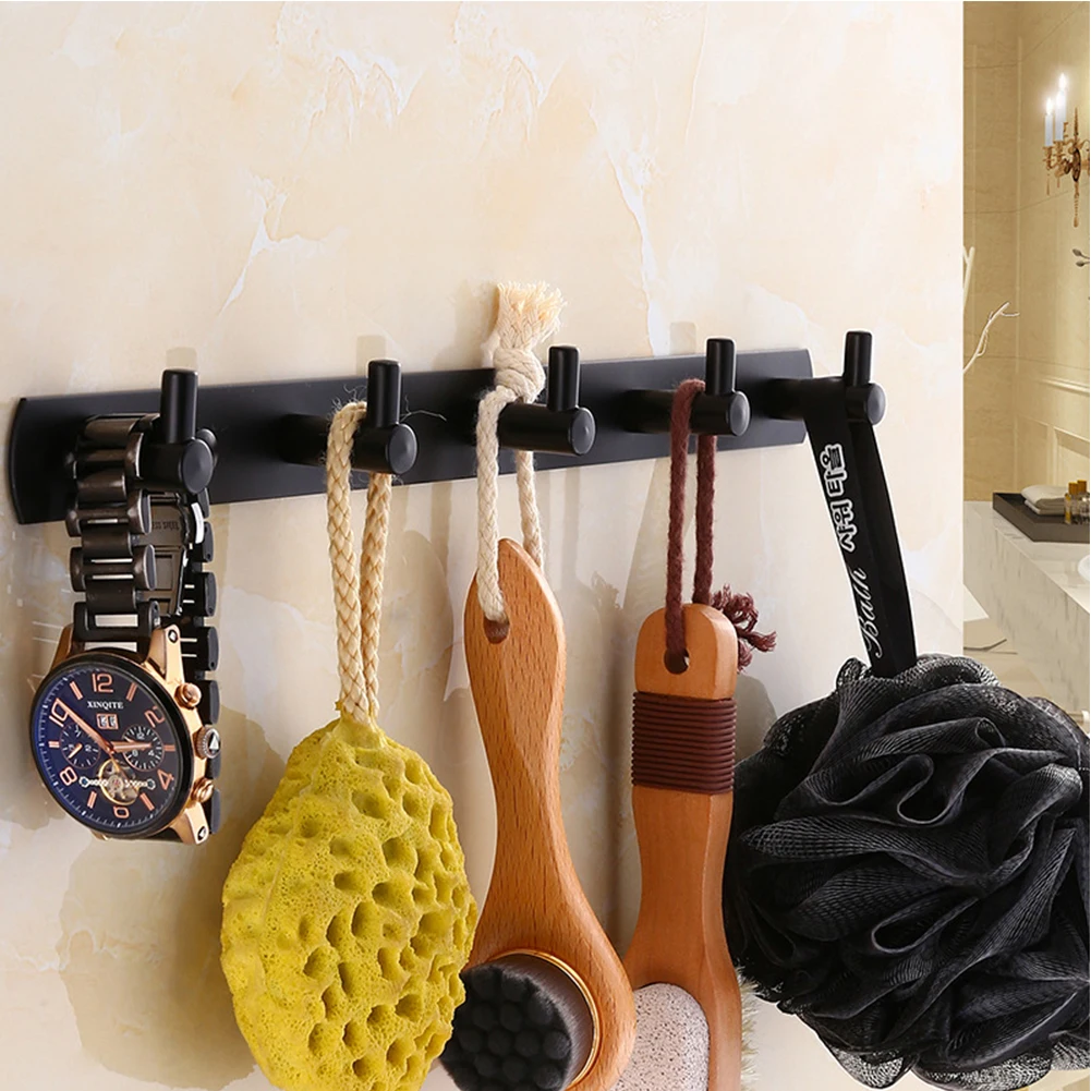 

Stainless Steel Hats Bags Simple Row Storage Strong Wall Mounted Clothes Hook Towels Bathroom Home Organizer Door Kitchen Coat