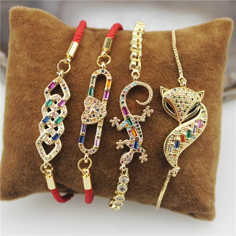 Регулируемый 5 шт./лот многоцветный Кубический Цирконий micro pave разъем браслет, cz Шарм с цепочкой браслет, ювелирные изделия ручной работы