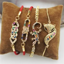 Регулируемый 5 шт./лот многоцветный Кубический Цирконий micro pave разъем браслет, cz Шарм с цепочкой браслет, ювелирные изделия ручной работы