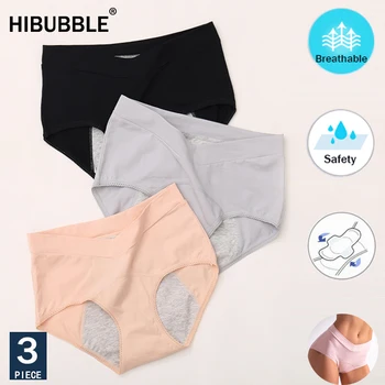 

3Pcs Leak Proof Menstrual Panties Cotton Antibacterial Woman Physiological Panties V High-waist Shape Underwear Women Briefs