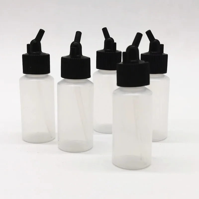 10 Pcs Airbrush Pigment Bottles Single Action Jars Lid Siphon Feed Paint Cup 22 