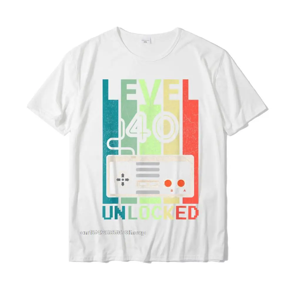  Men T Shirt Fashionable Camisa Tops Tees 100% Cotton Round Neck Short Sleeve Printed Top T-shirts Summer Drop Shipping Level 40 Unlocked Shirt Video Gamer 40th Birthday Gifts Tee T-Shirt__779. white
