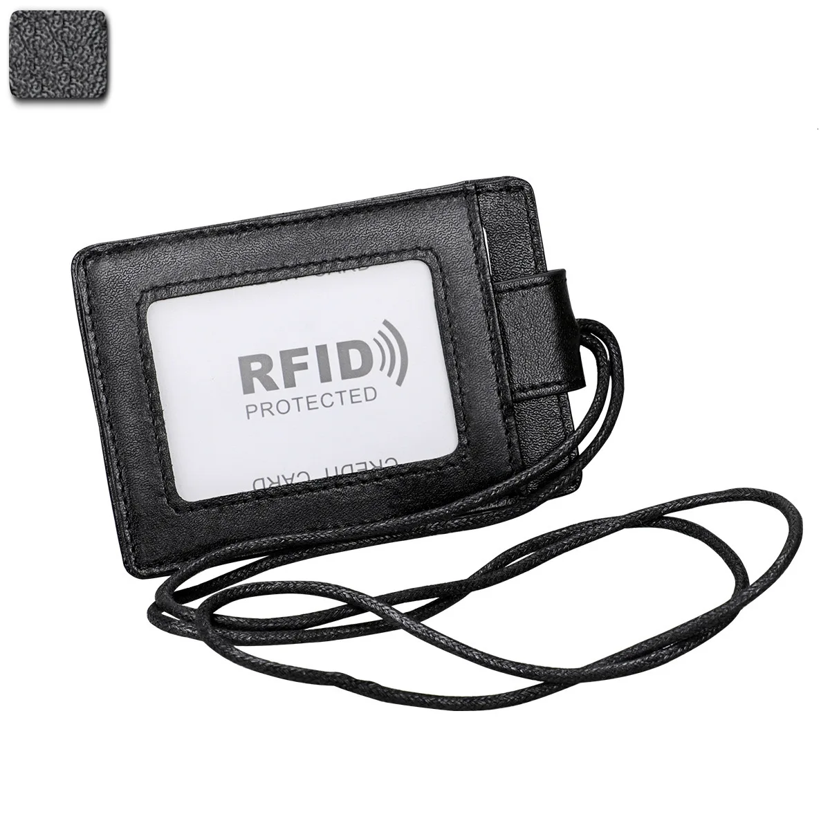 Rfid Выдвижной Ремешки ID держатель значка из натуральной кожи автобус пропуск чехол скольжения для мужчин и женщин держатель для банковской кредитной карты ремень визитница - Цвет: KB153 black
