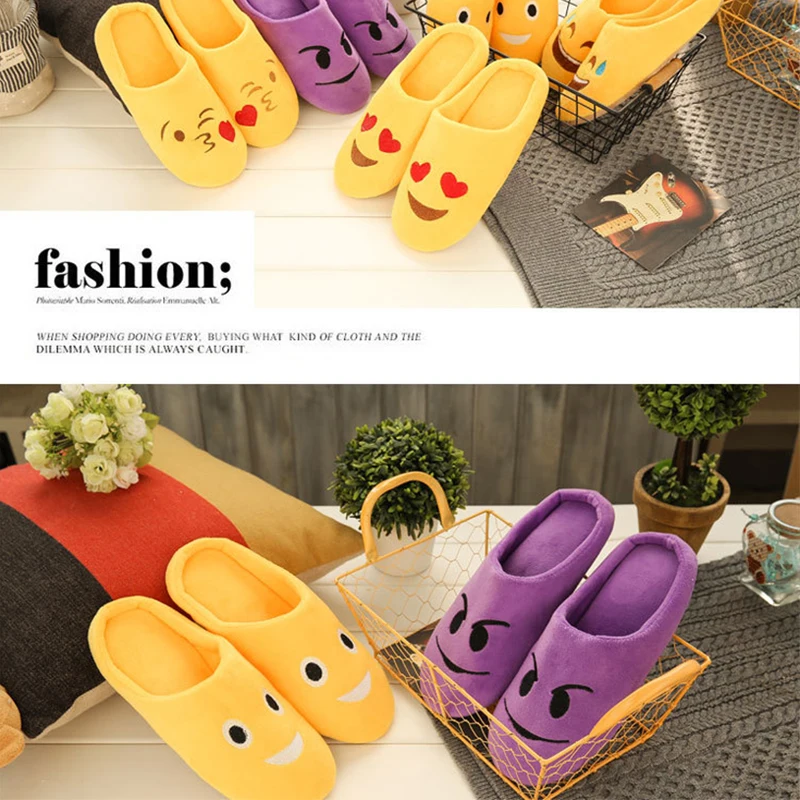 Funny Slippers Women/Men Home Slippers Indoor Shoes Winter Warm Cotton-Padded Lovers Couples Soft Fur Fluffy Slippers Women's