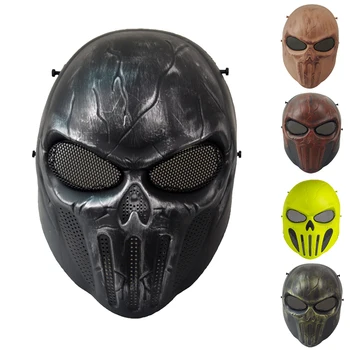 

Airsoft Outdoor Skull Full Face Airsoft Mask Eye Protection Tactical Mask Mesh Punisher Skull Full Face With Metal Mesh Masks