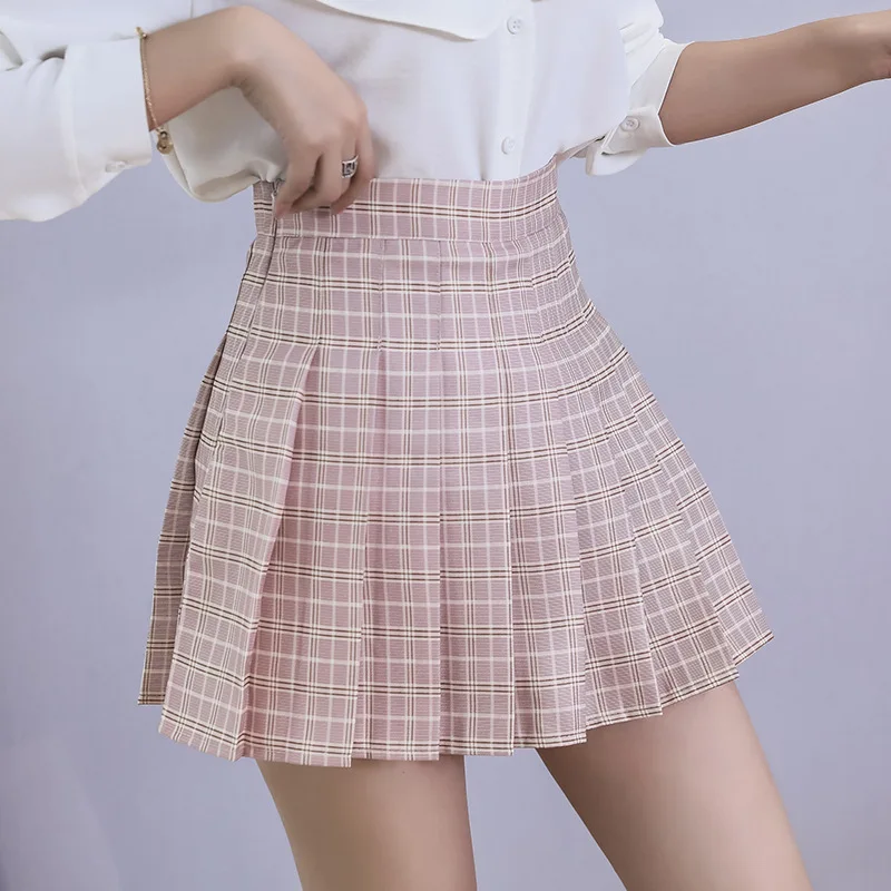 4 цвета Корея японские девушки плиссированные юбки ученическая школьная форма Высокая талия трапециевидная клетчатая юбка Сексуальная Jk униформа для женщин