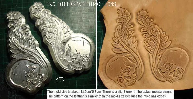 different direction Skull Tang dynasty flower design Hand-work leather working tools carving punches stamp craft leather with leather carving tools - Цвет: different direction