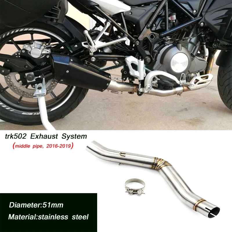 

Motorcycle Middle Pipe Link 51mm Exhaust Muffler Pipe Silencer System Silp on for Benelli trk502 2016 2017 2018 2019
