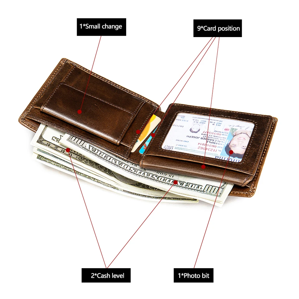 Veltman Men's Minimalist Leather RFID Wallet - Slim Card Holder With Coin Pocket, Black
