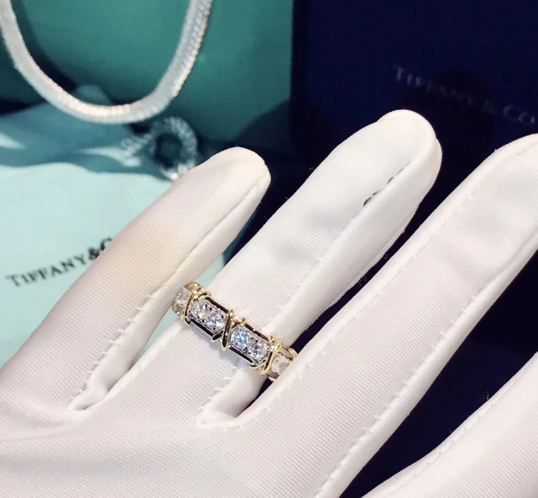 Silver Ring Cross 10K Gold 4mm Lab Diamond 925 sterling Engagement Wedding band For Women Men Party Jewelry