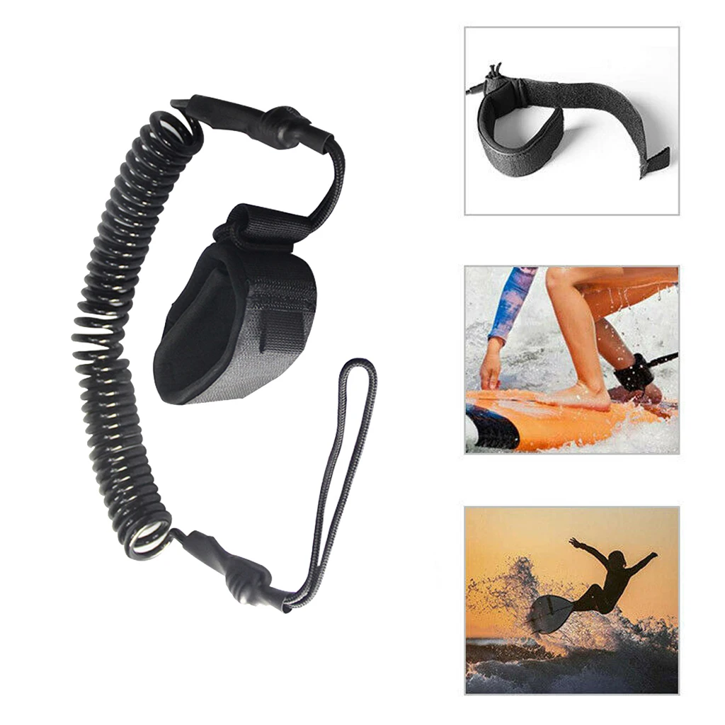 10ft Surfboard Leash Surf Leg Rope Stand Up Paddle Board SUPs Ankle Strap Coiled TPU Safety Cord Surfing Accessory
