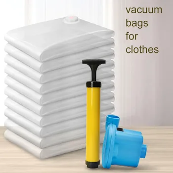 

Vacuum Bags For Clothes Transparent Storage Bag Organizer Package Sac De Rangement Sous Vide Seal Compression Travel Save Space