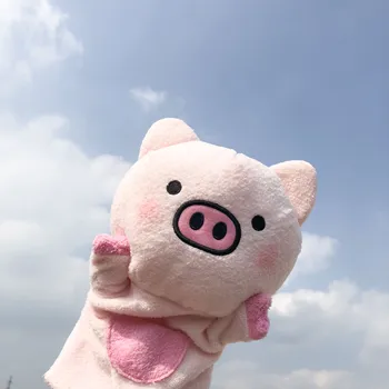 

Candice guo! cute plush toy cartoon animal pink pig sweet shy piggy pocket soft hand puppet kid girl birthday Christmas gift 1pc
