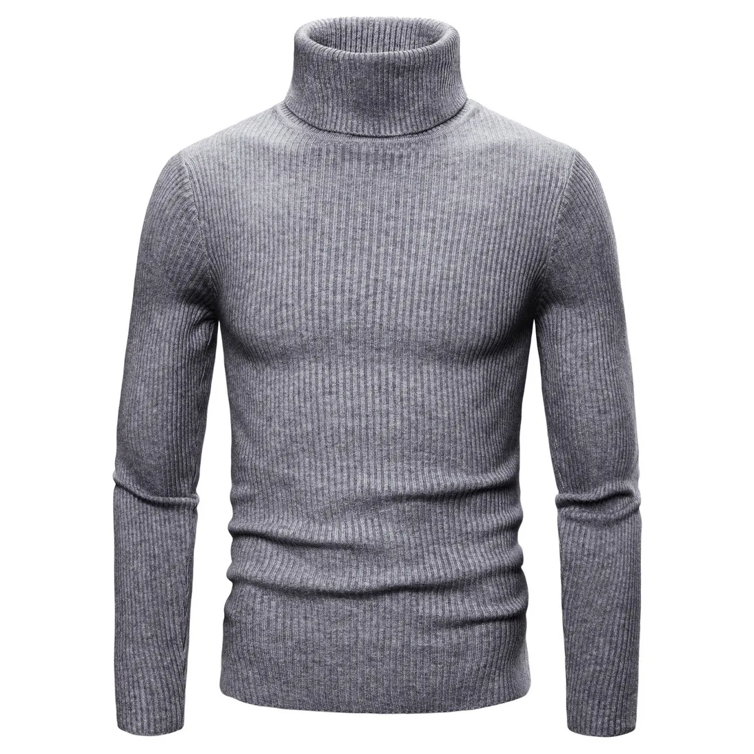 16 Colors GustOmerD Winter Pullovers Sweater Men Fashion Slim Fit England Style Mens Sweaters Casual Warm Turtleneck Men - Цвет: 036-grey