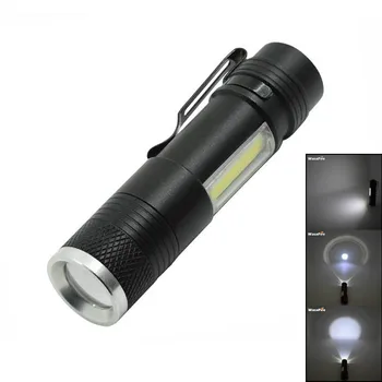 

Portable Zoomable 2000LM Mini LED Flashlight XPE Q5+COB Waterproof 4 Modes Torch Lamp with Clip Penlight By AA/14500