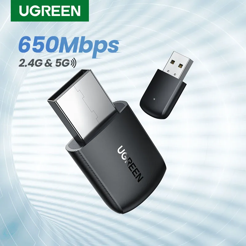 UGREEN Wifi Adapter Wireless Adapter 650Mbps USB WiFi 2.4G & 5G Netowrk Card for PC Computer USB WiFi Adapter USB Ethernet WiFi