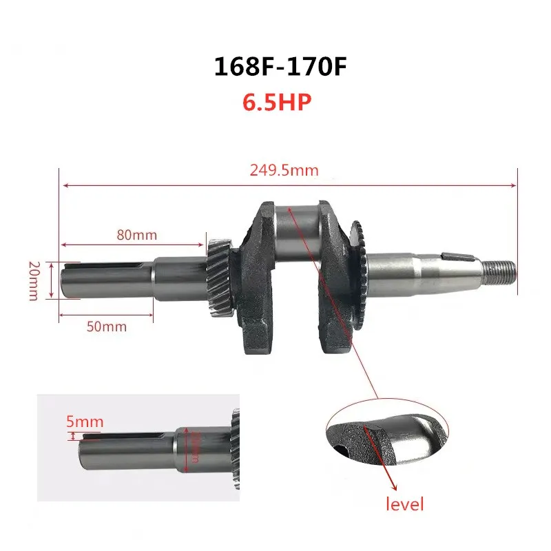 Crankshaft Power Tool Accessories 5.5hp 6.5hp 20mm Type 168f/gx160