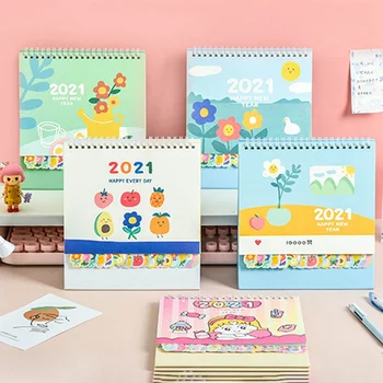 

2021 Desk Calendar Lovely Girl Schedule To Do List Planner Colorful Cute Creative Paper Calendar From 2020.08 To 2021.12