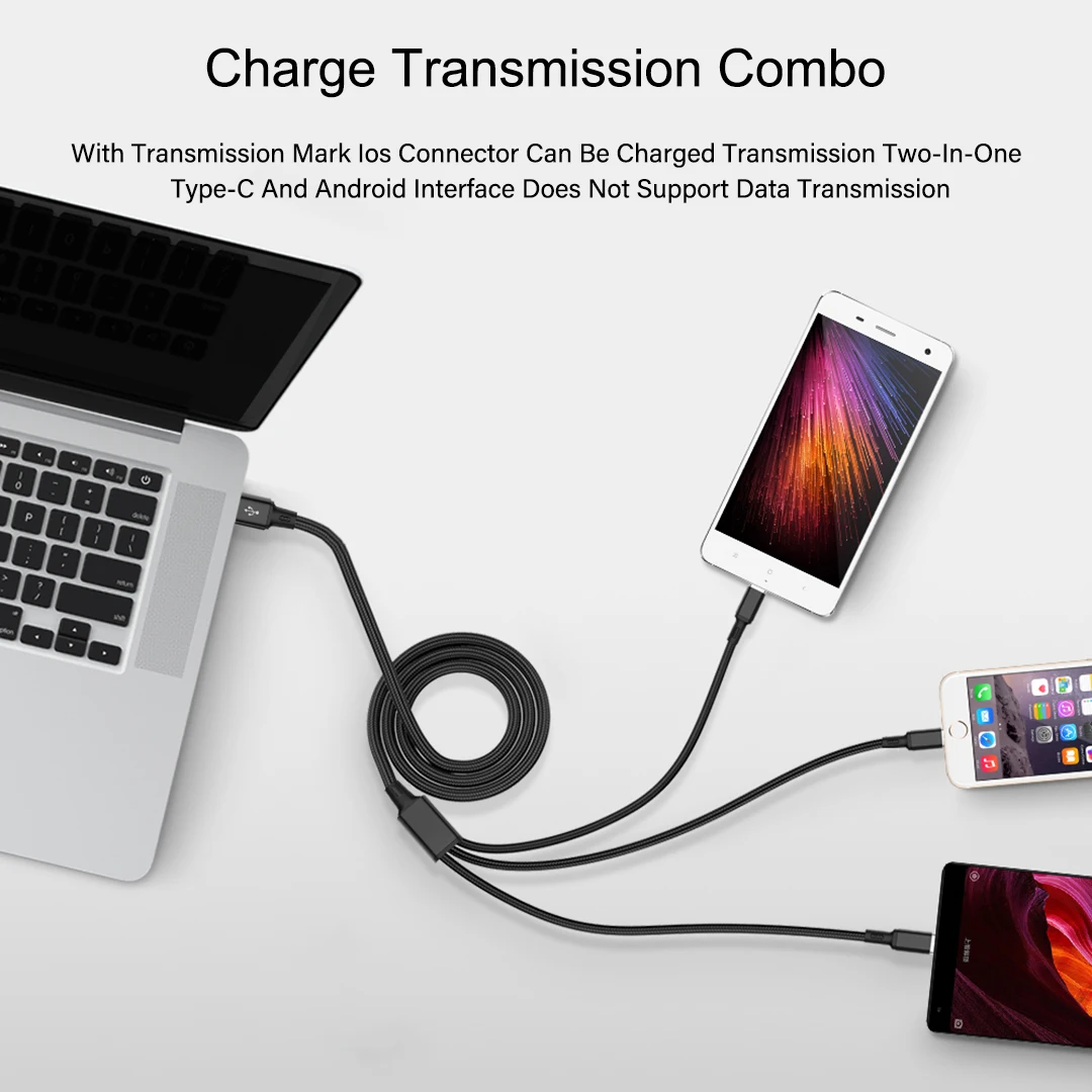 Универсальный 3 в 1 Мобильный кабель Micro usb type C кабель для быстрой зарядки для iPhone 6S huawei samsung Xiaomi зарядка USB C шнур
