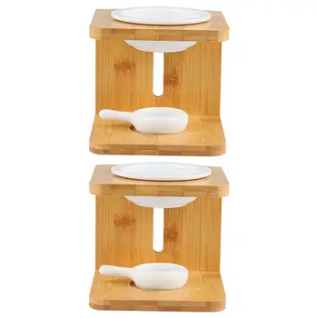 

2 Sets Essential Oil Burner High Quality Practical Delicate Tealight Oil Burner Bamboo Incense Burner Essential Oil Burner