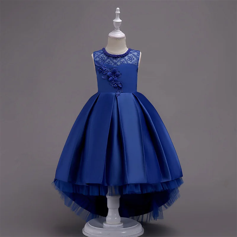 Skyyue/платье с цветочным узором для девочек на свадьбу, вышитое жемчугом, фатиновый резервуар в виде шара, длинное детское праздничное платье принцессы 580
