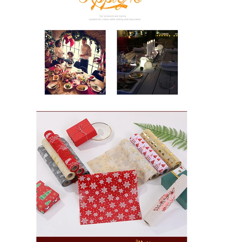 28x270 см Рождественский Настольный ковер со снежинками, скатерть, Рождественский флаг, украшения для домашней вечеринки, гобелен Санта-Клауса, скатерти