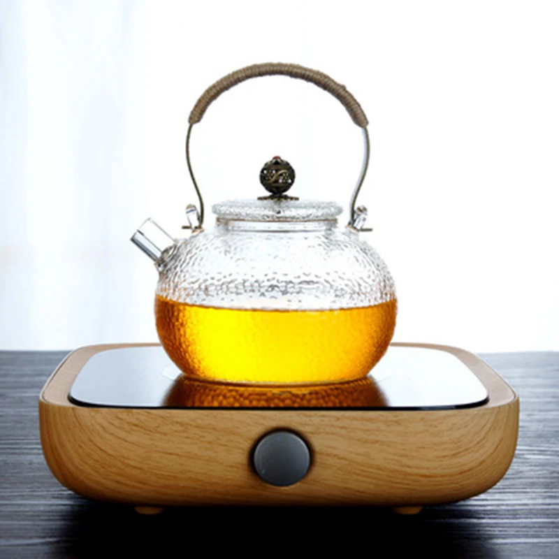 Трехкраевая Простая электрическая плита для керамической посуды, чайная плита, бытовая маленькая электрическая чайная плита, электромагнитная плита для приготовления чая - Цвет: Walnut color