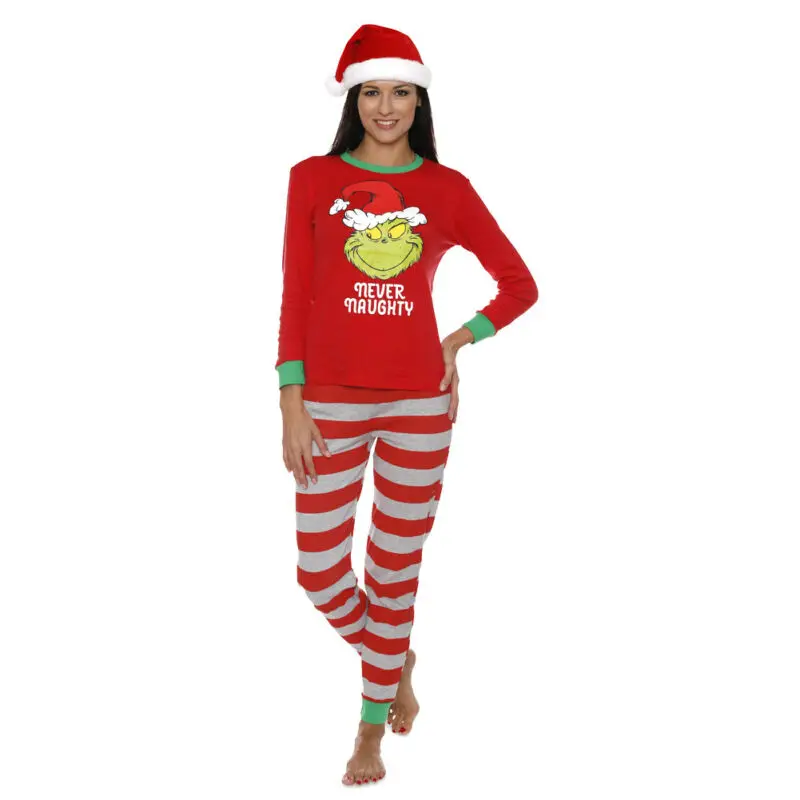 Коллекция года, Рождественский семейный пижамный комплект для женщин, для мальчиков и девочек, с длинными рукавами, милые топы штаны в полоску, одежда для сна, одежда для сна