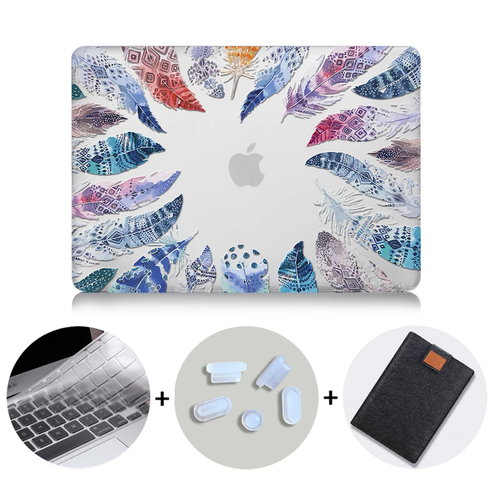 MB01 MTT Хрустальный чехол с перьями для Macbook Air Pro retina 11 12 13 15 дюймов с сенсорной панелью с принтом павлина Твердый Чехол 13,3 ''чехол для ноутбука - Цвет: MB01