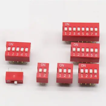 

35PCS/LOT Dip Switch Kit In Box 1 2 3 4 5 6 8 Way 2.54mm Toggle Switch Red Snap Switches Each 5PCS Combination Set