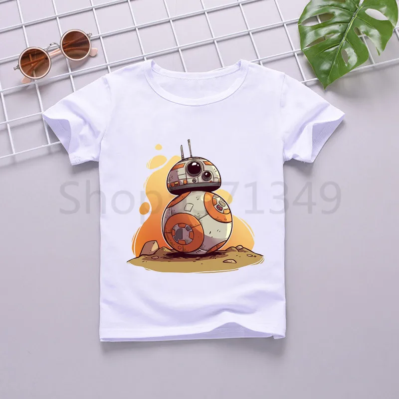 Bb8/Новая летняя детская футболка с принтом Звездные войны короткими рукавами и