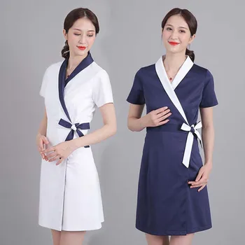 

High Quality Short Sleeve Nurse Doctor Medical Uniform Hospital Dental Scrubs Beauty Salon Spa Beautician Dress Work Clothes