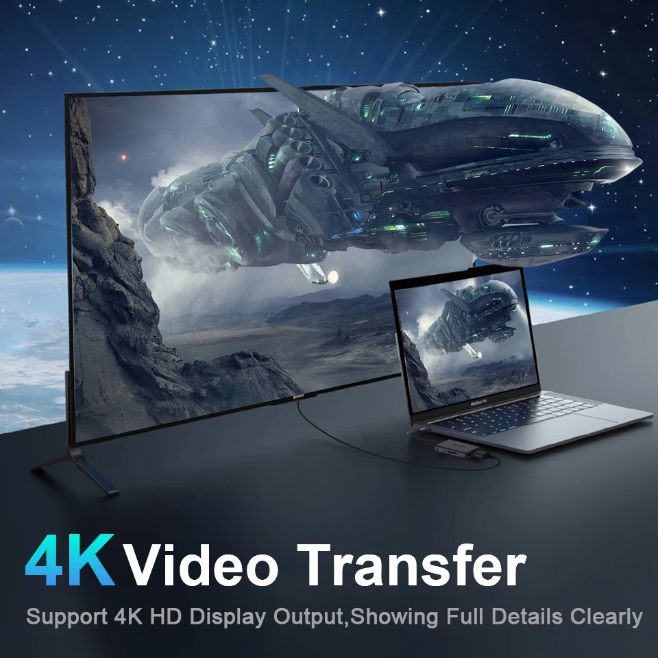 USB концентратор QGeeM 8 в 1 для Macbook Pro 3 0 адаптер PD HDMI RJ45 TF SD 5 мм Aux Type C разветвитель док