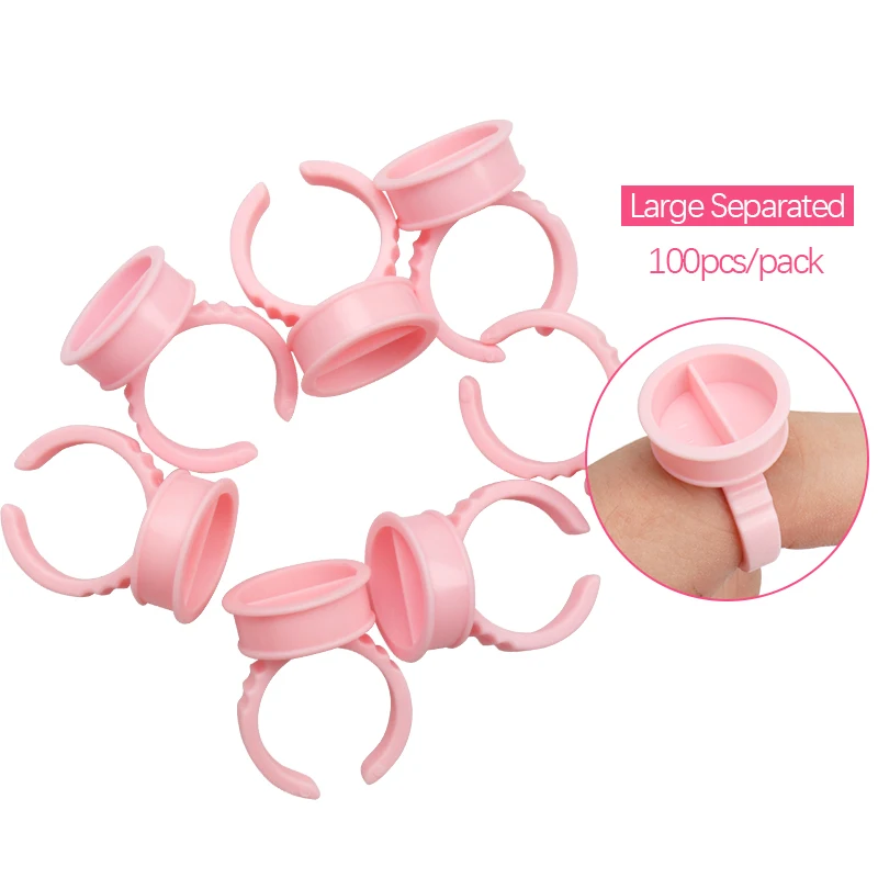 100 шт одноразовый розовый клей держатель кольцо Клей поддон для наращивания ресниц контейнер кольцо чашки краски для татуажа бровей - Цвет: pink large separate
