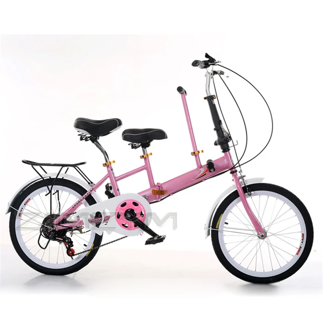 posición adolescente dentista Bicicleta plegable de doble asiento para niños y adultos, bici  multifuncional de 20 pulgadas con freno de Doble V y cesta, 2021 _ -  AliExpress Mobile