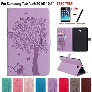 

Case For Samsung Galaxy Tab A a6 10.1 2016 T580 T585 SM-T580 SM-T585 T580N Cover Funda Tablet Cat Tree Pattern Stand Shell +Gift