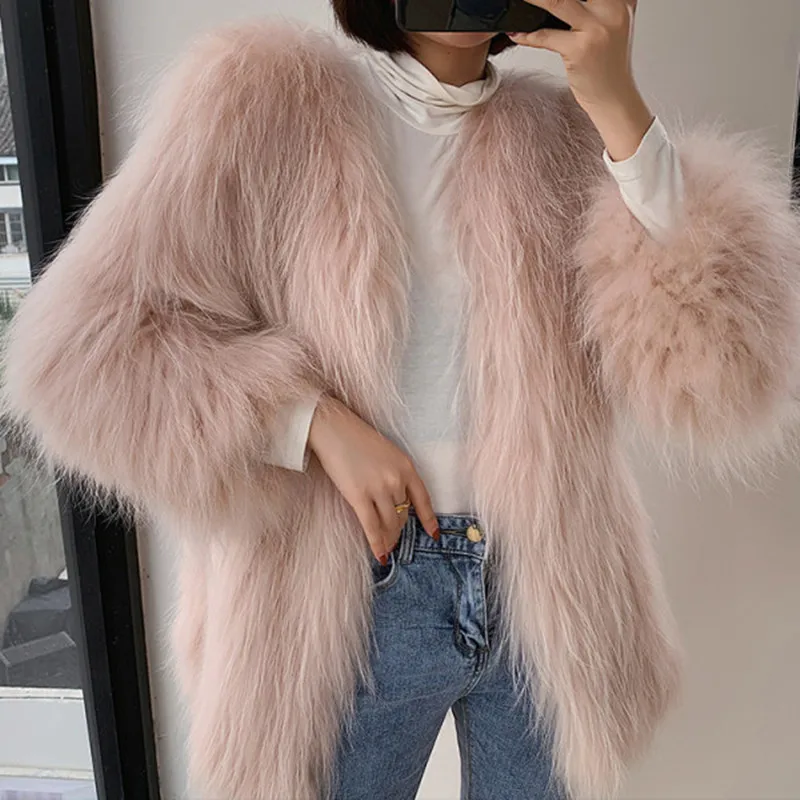 

New Womens Fluffy Faux Raccoon Fur Coats Jackets Ladies Winter Warm Plush Female Outerwear