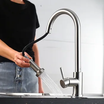 

Chaowalmai Kitchen Faucets Pull Out Stainless Steel Sink Faucet Kitchen Faucet New Style Pull Out Sprayer Kitchen Taps