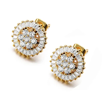 

VANAXIN Earrings Women AAA CZ Shiny Stone Jewelry Stud Earrings Gold Rose Color High Quality Brincos Big Stud Charms Gift