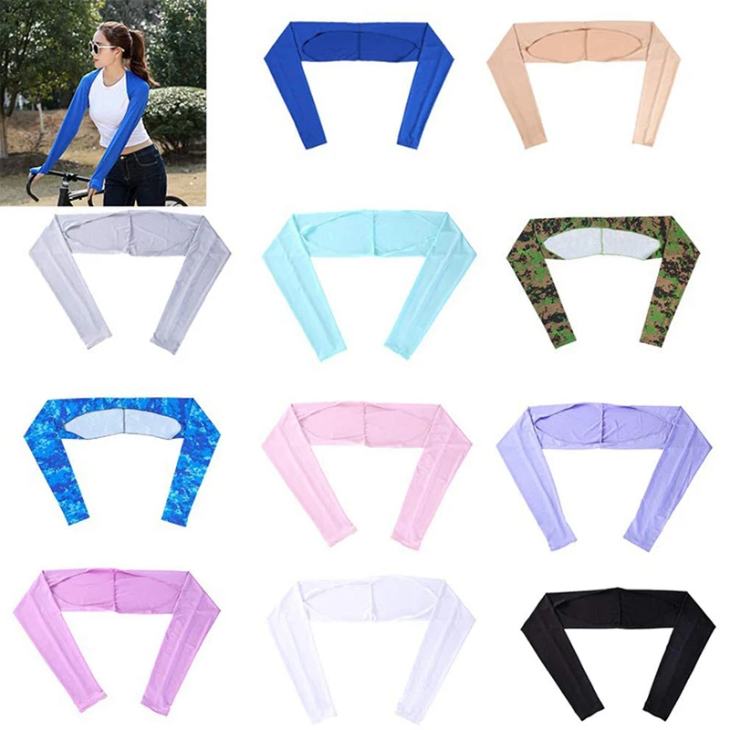 Arm Sleeves Ice Arm Sleeves Sunscreen Gloves Ice Sleeve Gloves Fashion Arm Sleeves for women Shawl Cuff Gloves Outdoor Golfing Riding Ice Silk Sun UV Protection Hand Cover Cooling Warmer